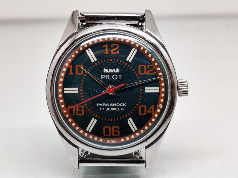 Hmt Pilot Mechanical Handwinding Movement stainless Steel Para Shock 17 Jewels Analog Dial Wrist Watch For Men