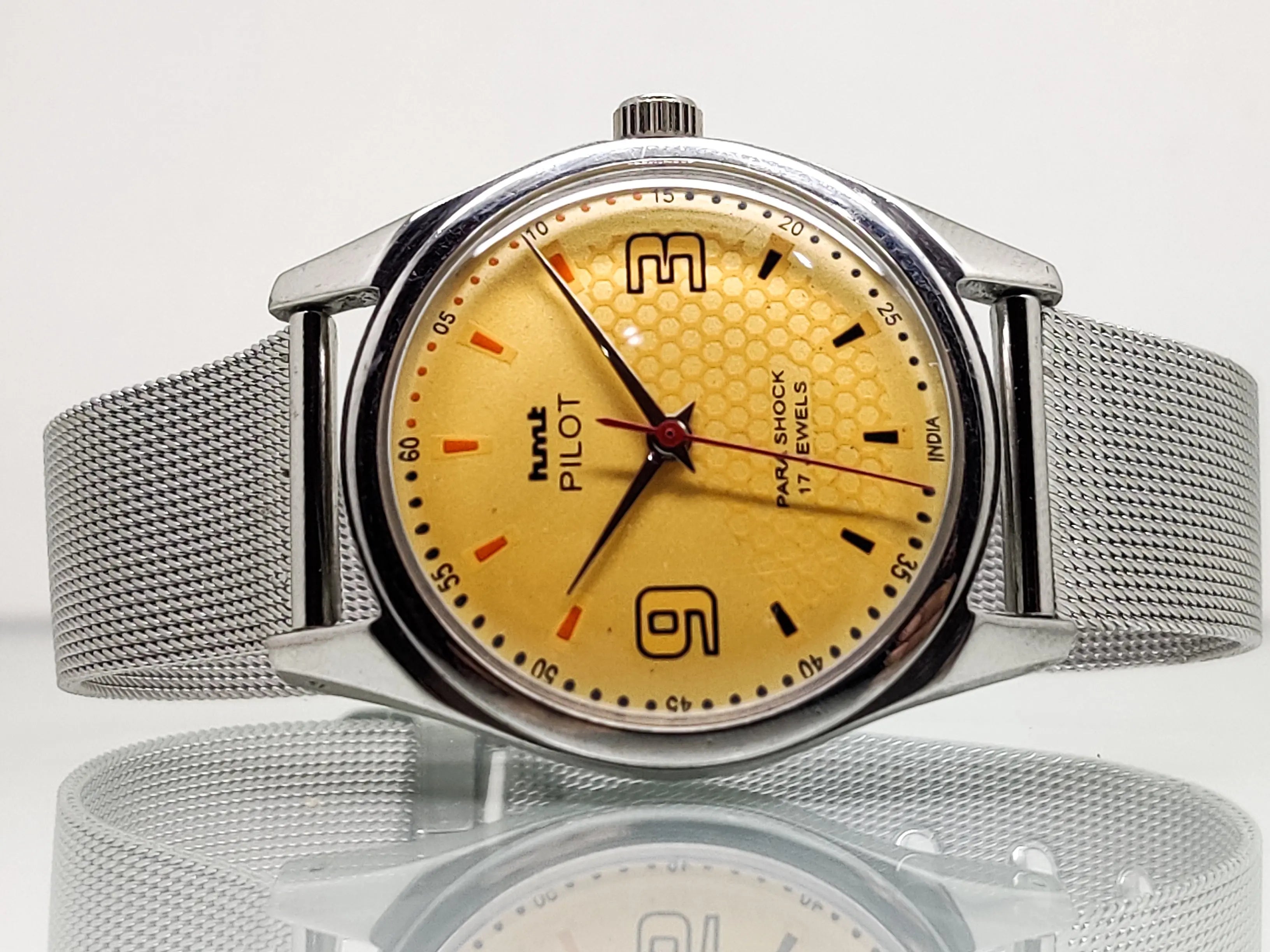 Hmt Pilot Mechanical Handwinding Movement stainless Steel Para Shock 17 Jewels Analog Dial Wrist Watch For Men National Watches