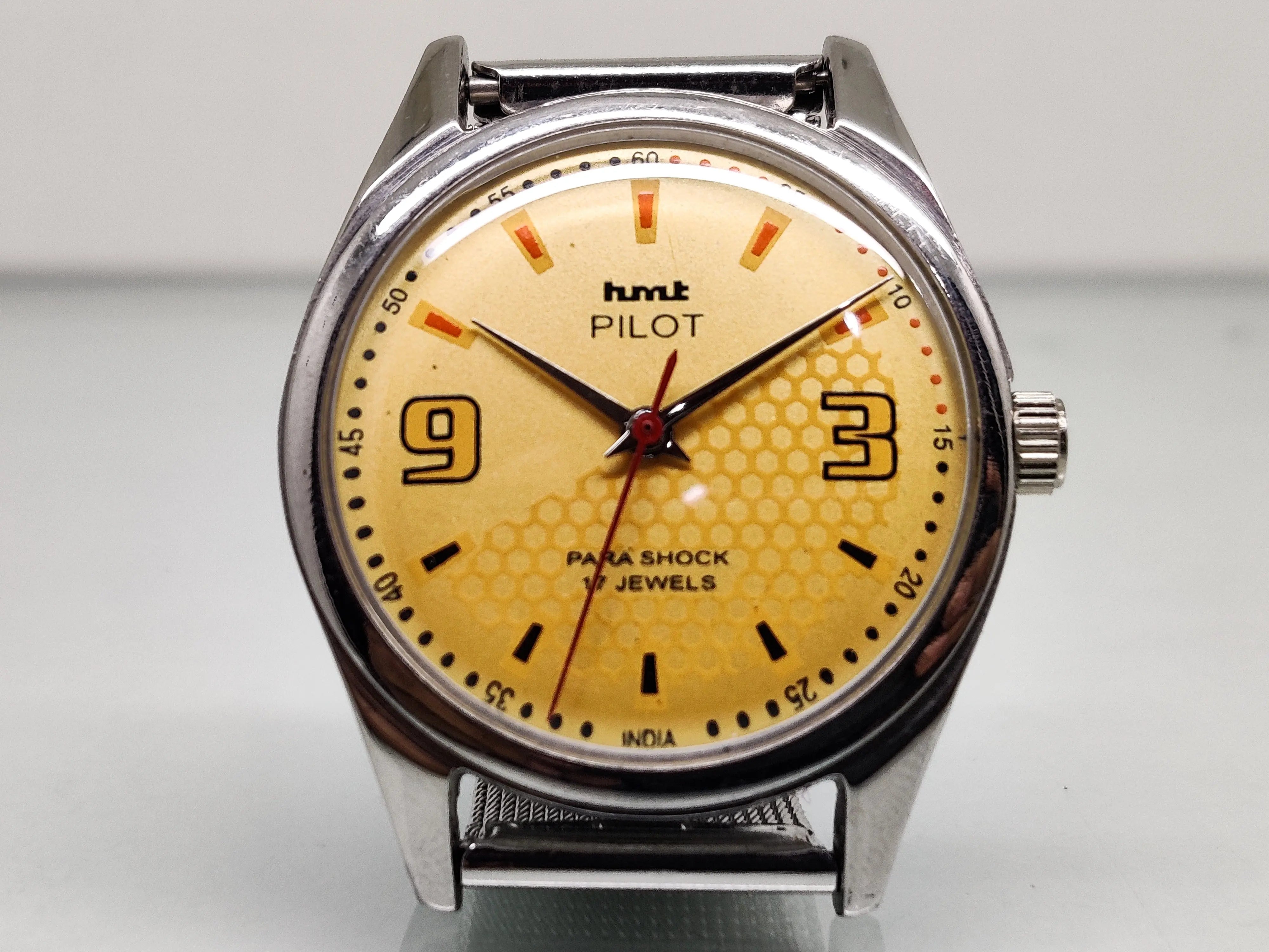 Hmt Pilot Mechanical Handwinding Movement stainless Steel Para Shock 17 Jewels Analog Dial Wrist Watch For Men National Watches