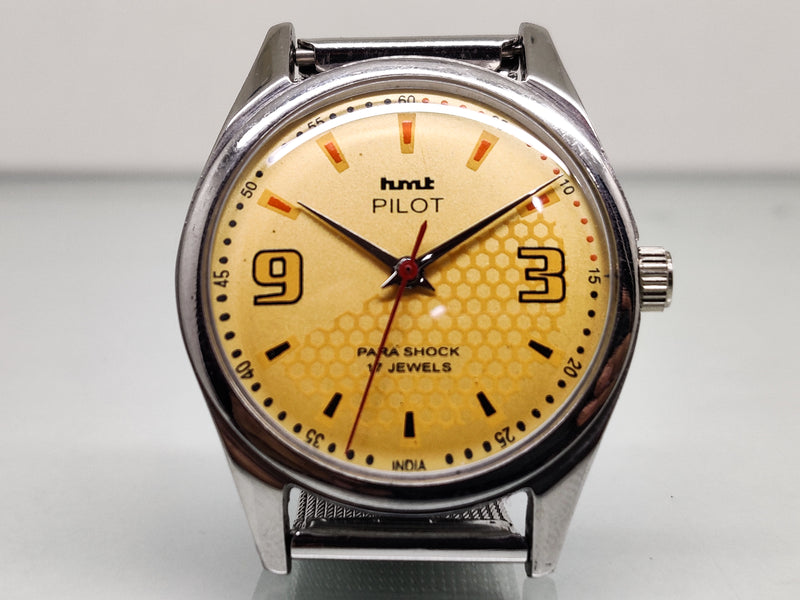 Hmt Pilot Mechanical Handwinding Movement stainless Steel Para Shock 17 Jewels Analog Dial Wrist Watch For Men