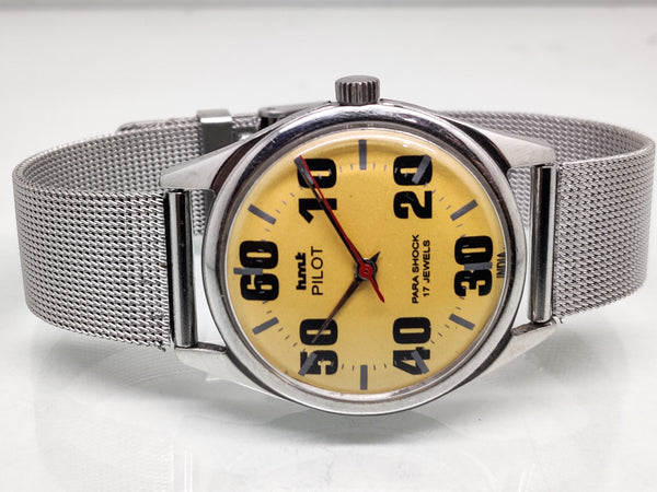 Hmt Pilot Mechanical Handwinding Movement stainless Steel Para Shock 17 Jewels Analog Dial Wrist Watch For Men