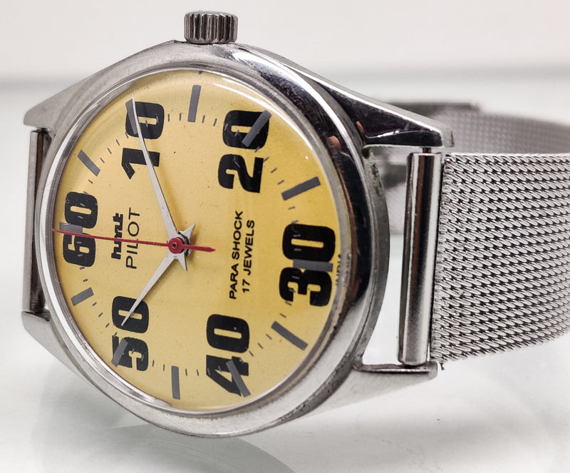 Hmt Pilot Mechanical Handwinding Movement stainless Steel Para Shock 17 Jewels Analog Dial Wrist Watch For Men