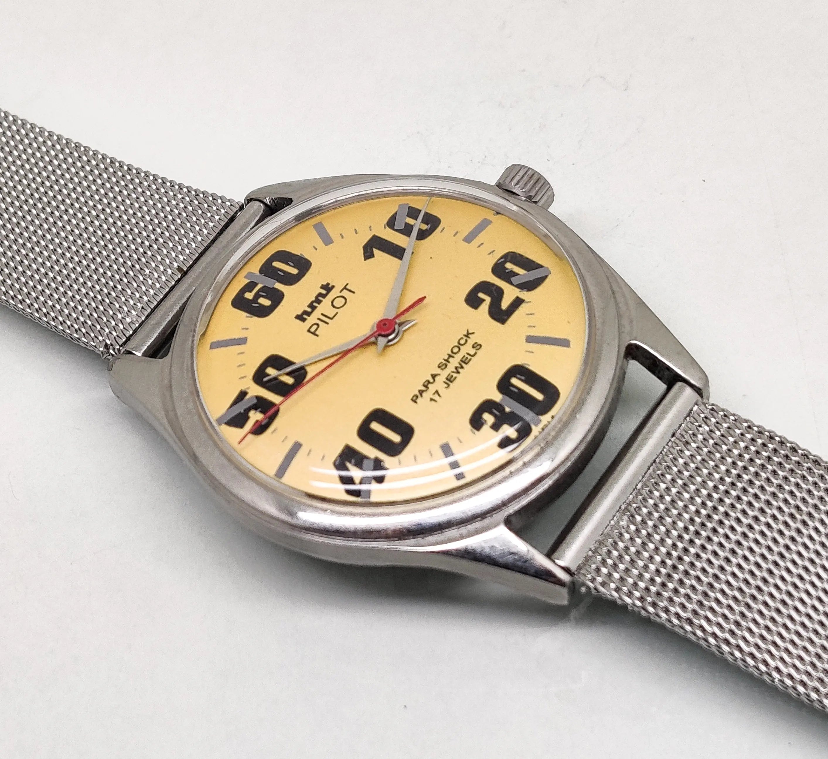 Hmt Pilot Mechanical Handwinding Movement stainless Steel Para Shock 17 Jewels Analog Dial Wrist Watch For Men National Watches