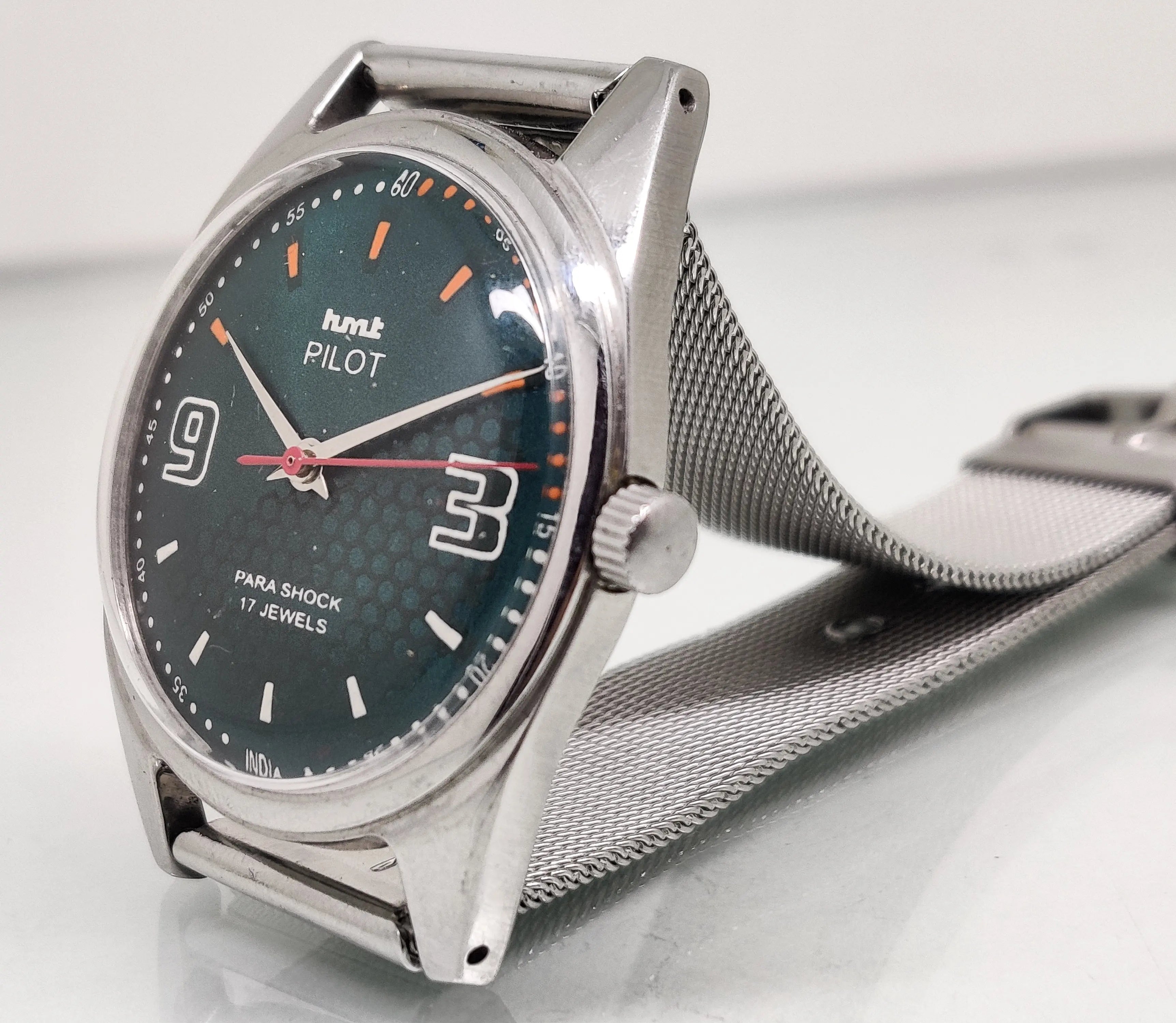 Hmt Pilot Mechanical Handwinding Movement stainless Steel Para Shock 17 Jewels Analog Dial Wrist Watch For Men National Watches