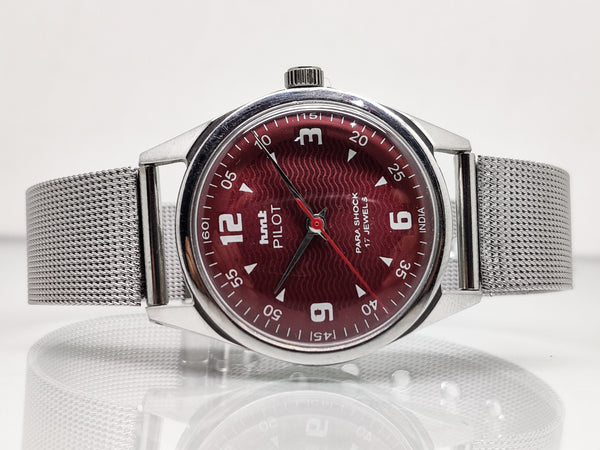 Hmt Pilot Mechanical Handwinding Movement stainless Steel Para Shock 17 Jewels Analog Dial Wrist Watch For Men