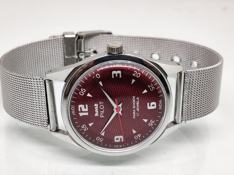 Hmt Pilot Mechanical Handwinding Movement stainless Steel Para Shock 17 Jewels Analog Dial Wrist Watch For Men
