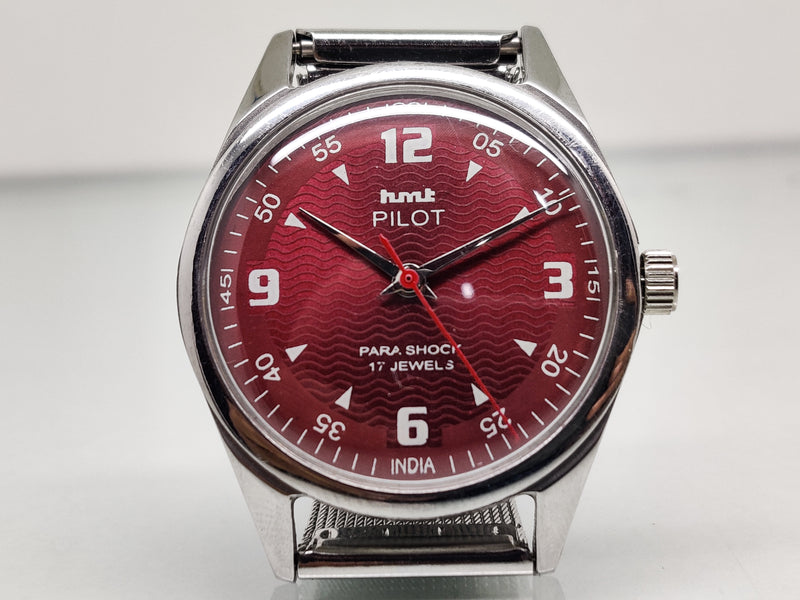 Hmt Pilot Mechanical Handwinding Movement stainless Steel Para Shock 17 Jewels Analog Dial Wrist Watch For Men