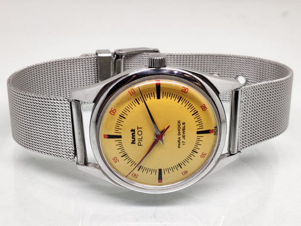 Hmt Pilot Mechanical Handwinding Movement stainless Steel Para Shock 17 Jewels Analog Dial Wrist Watch For Men
