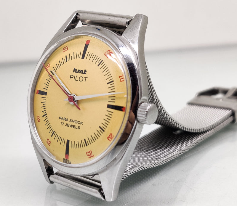 Hmt Pilot Mechanical Handwinding Movement stainless Steel Para Shock 17 Jewels Analog Dial Wrist Watch For Men