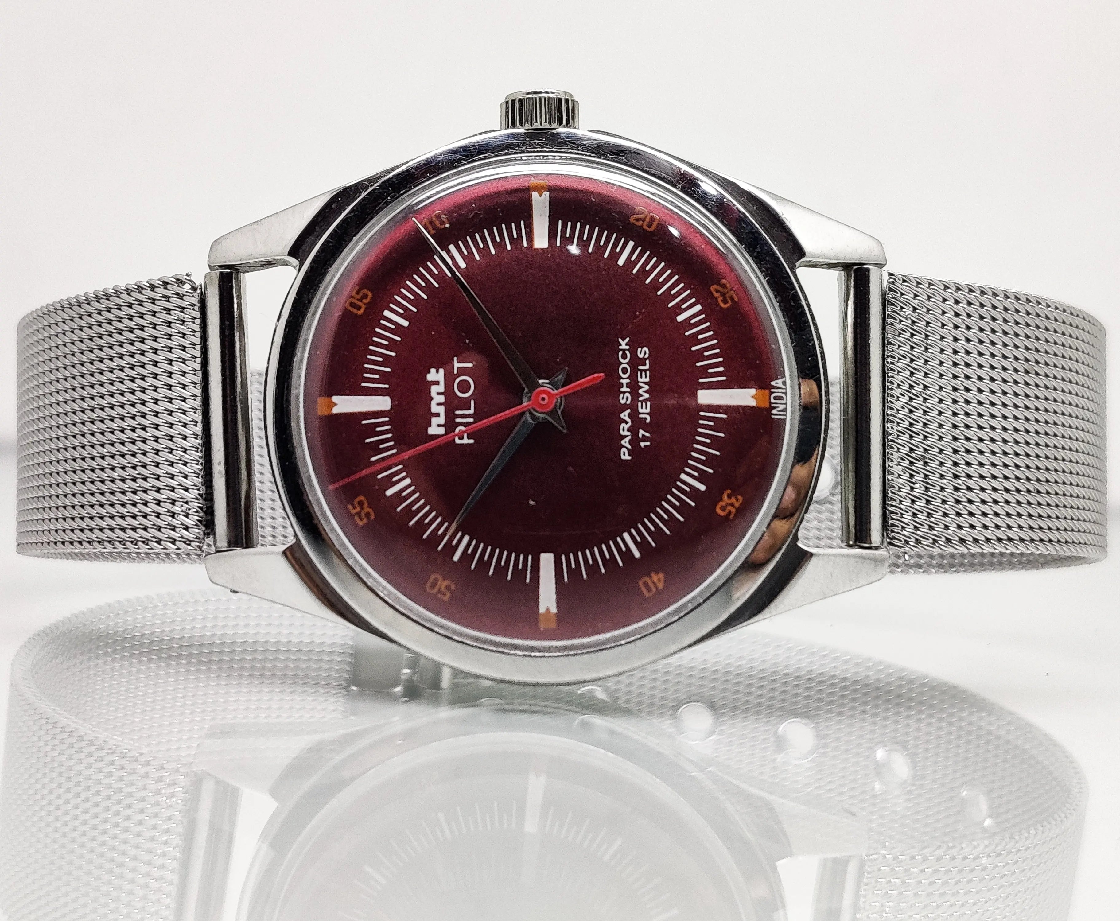 Hmt Pilot Mechanical Handwinding Movement stainless Steel Para Shock 17 Jewels Analog Dial Wrist Watch For Men National Watches