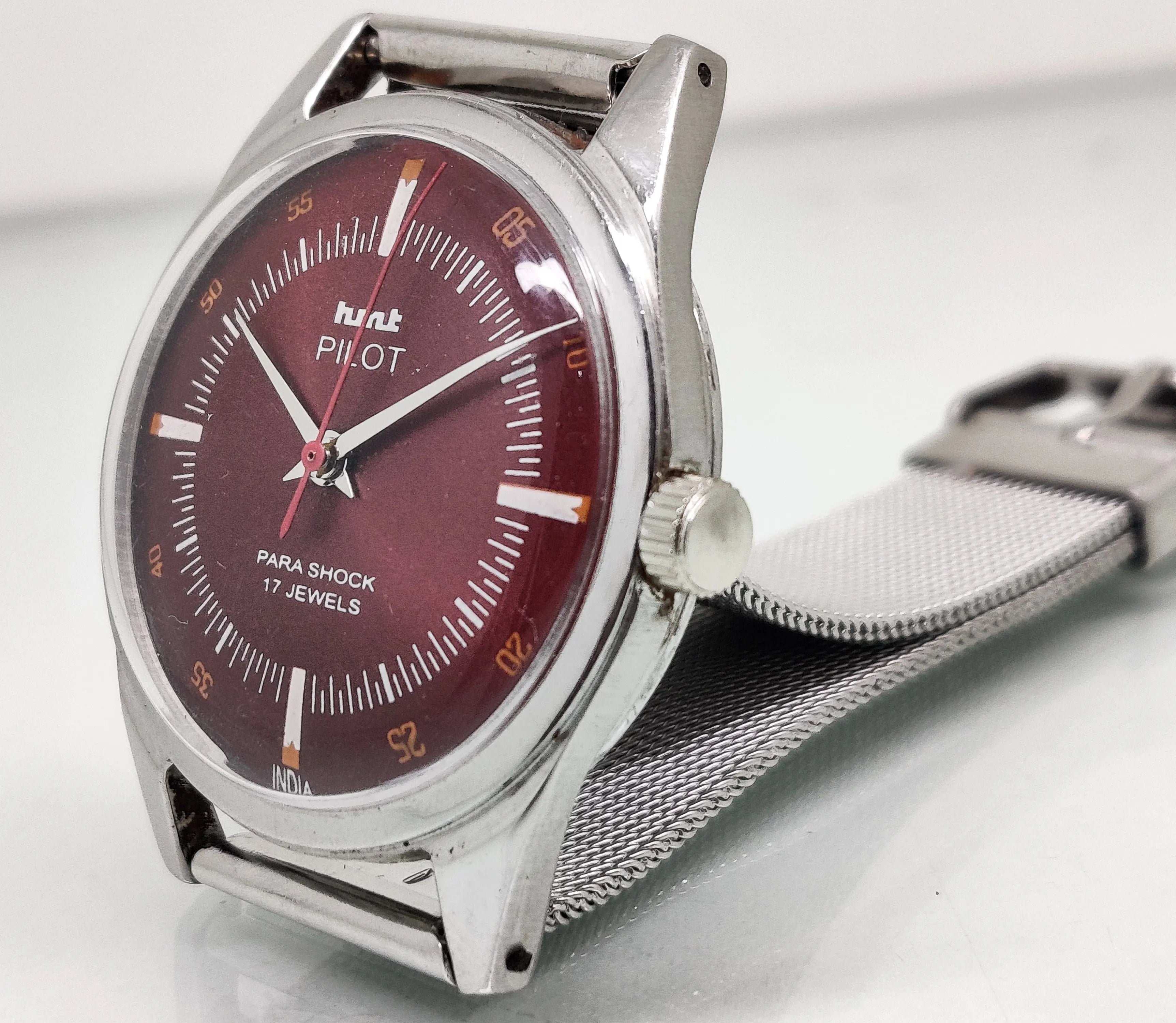 Hmt Pilot Mechanical Handwinding Movement stainless Steel Para Shock 17 Jewels Analog Dial Wrist Watch For Men National Watches