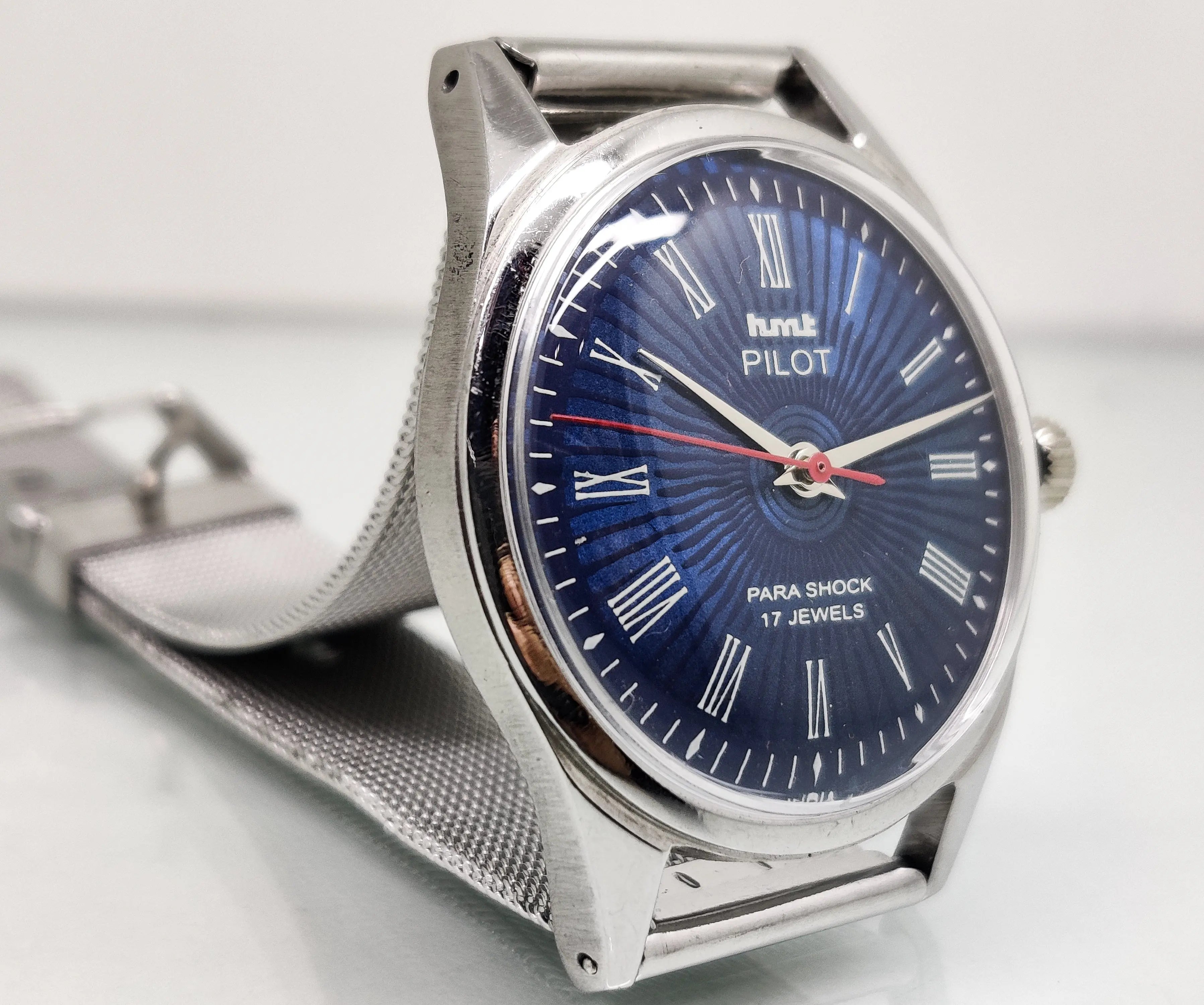 Hmt Pilot Mechanical Handwinding Movement stainless Steel Para Shock 17 Jewels Analog Dial Wrist Watch For Men National Watches