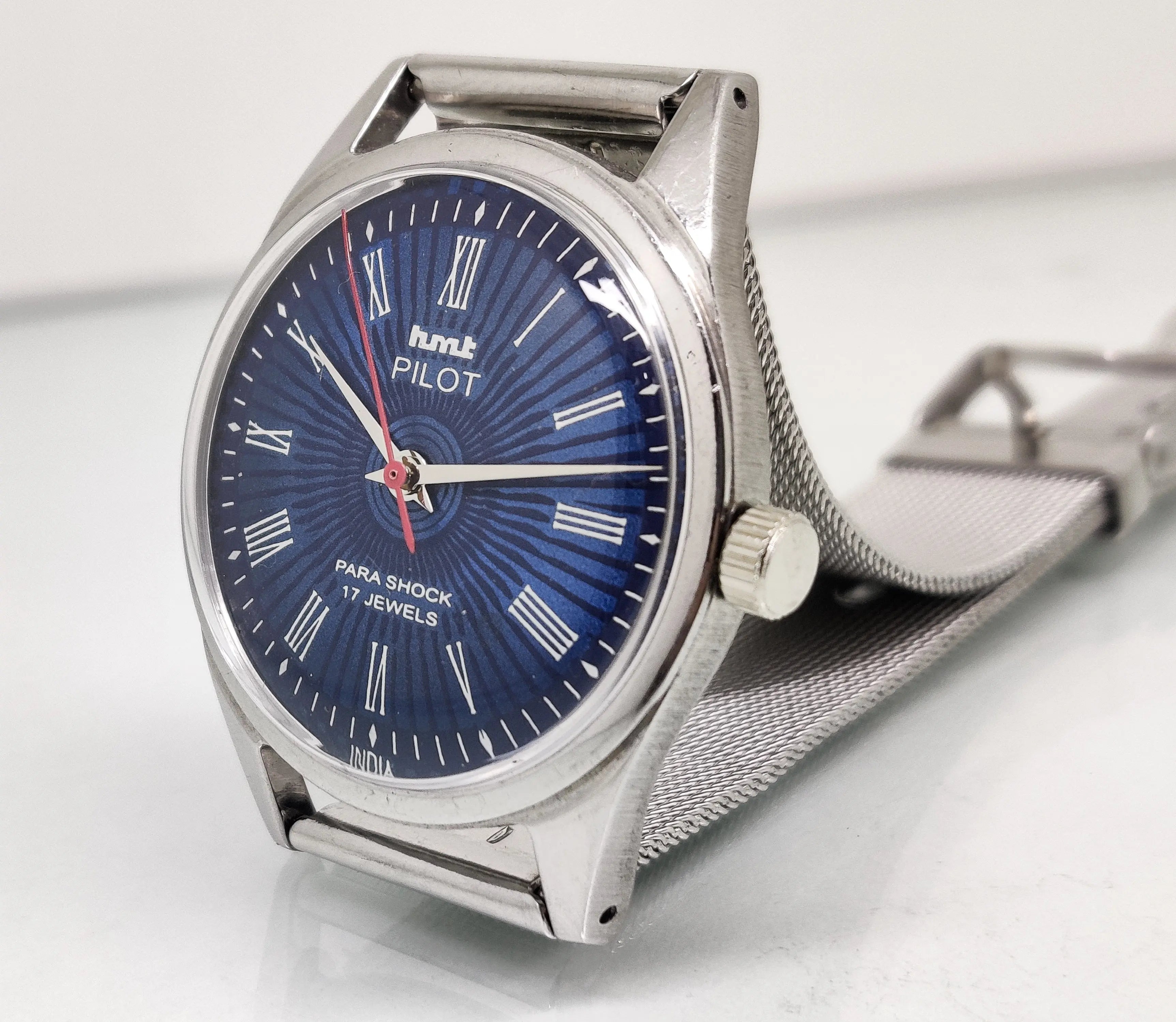 Hmt Pilot Mechanical Handwinding Movement stainless Steel Para Shock 17 Jewels Analog Dial Wrist Watch For Men National Watches