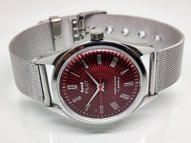 Hmt Pilot Mechanical Handwinding Movement stainless Steel Para Shock 17 Jewels Analog Dial Wrist Watch For Men