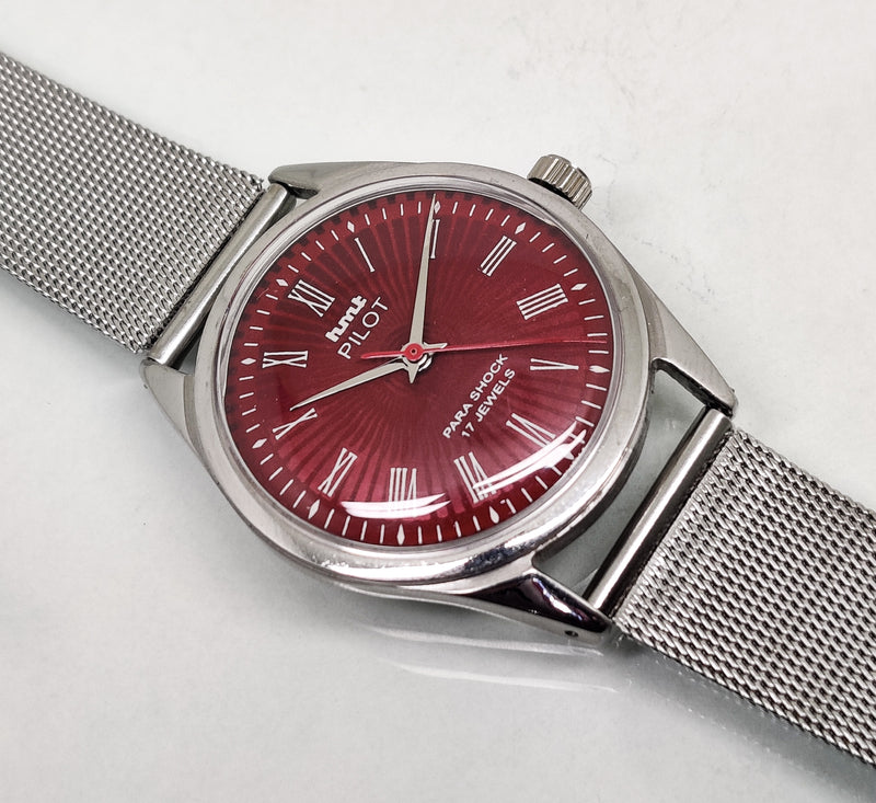 Hmt Pilot Mechanical Handwinding Movement stainless Steel Para Shock 17 Jewels Analog Dial Wrist Watch For Men