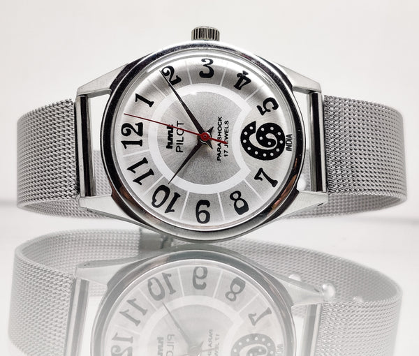 Hmt Pilot Mechanical Handwinding Movement stainless Steel Para Shock 17 Jewels Analog Dial Wrist Watch For Men
