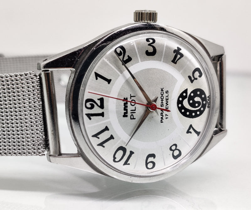 Hmt Pilot Mechanical Handwinding Movement stainless Steel Para Shock 17 Jewels Analog Dial Wrist Watch For Men