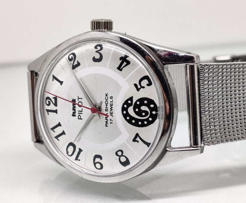 Hmt Pilot Mechanical Handwinding Movement stainless Steel Para Shock 17 Jewels Analog Dial Wrist Watch For Men