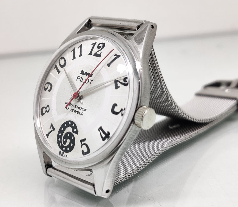 Hmt Pilot Mechanical Handwinding Movement stainless Steel Para Shock 17 Jewels Analog Dial Wrist Watch For Men