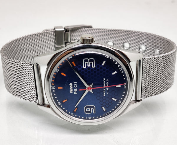 Hmt Pilot Mechanical Handwinding Movement stainless Steel Para Shock 17 Jewels Analog Dial Wrist Watch For Men