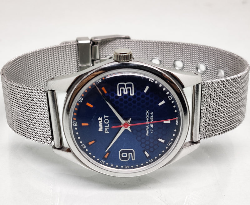 Hmt Pilot Mechanical Handwinding Movement stainless Steel Para Shock 17 Jewels Analog Dial Wrist Watch For Men