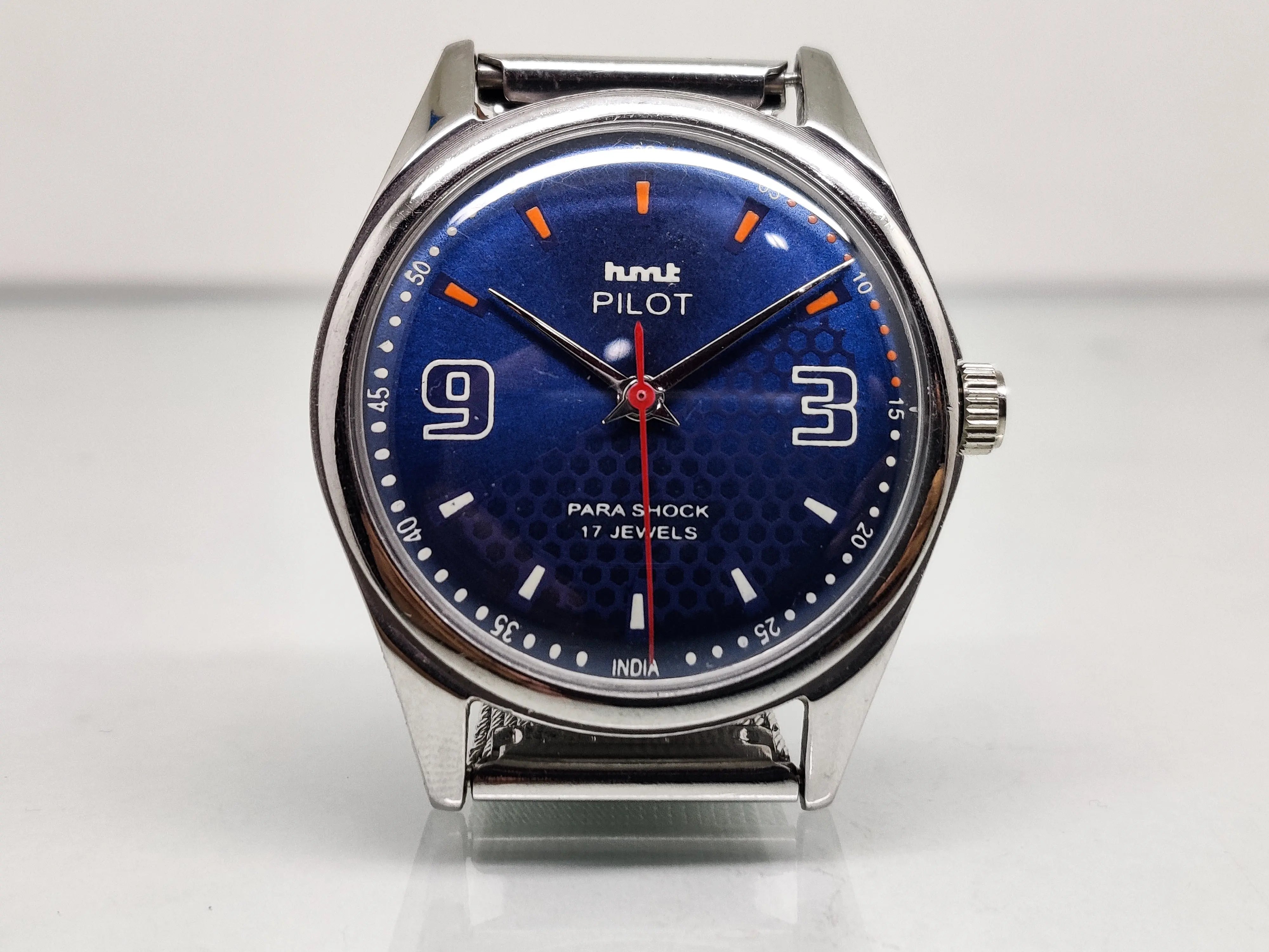 Hmt Pilot Mechanical Handwinding Movement stainless Steel Para Shock 17 Jewels Analog Dial Wrist Watch For Men National Watches