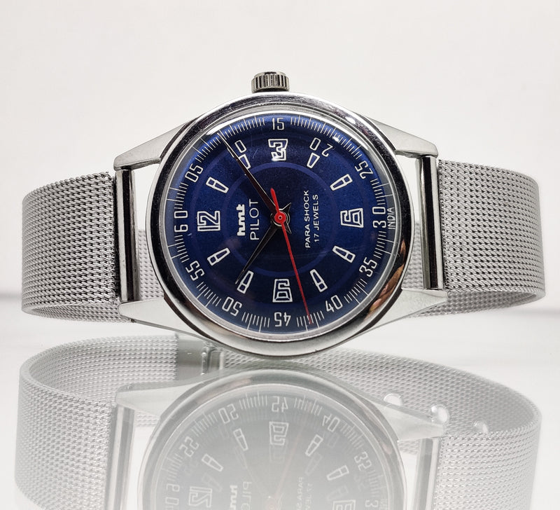 Hmt Pilot Mechanical Handwinding Movement stainless Steel Para Shock 17 Jewels Analog Dial Wrist Watch For Men