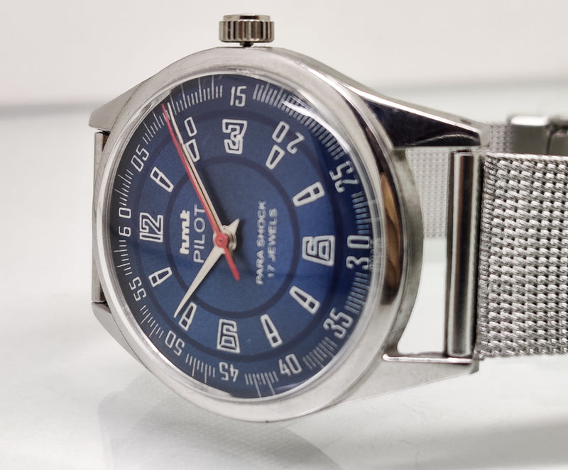 Hmt Pilot Mechanical Handwinding Movement stainless Steel Para Shock 17 Jewels Analog Dial Wrist Watch For Men