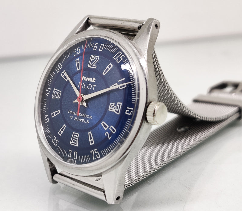 Hmt Pilot Mechanical Handwinding Movement stainless Steel Para Shock 17 Jewels Analog Dial Wrist Watch For Men