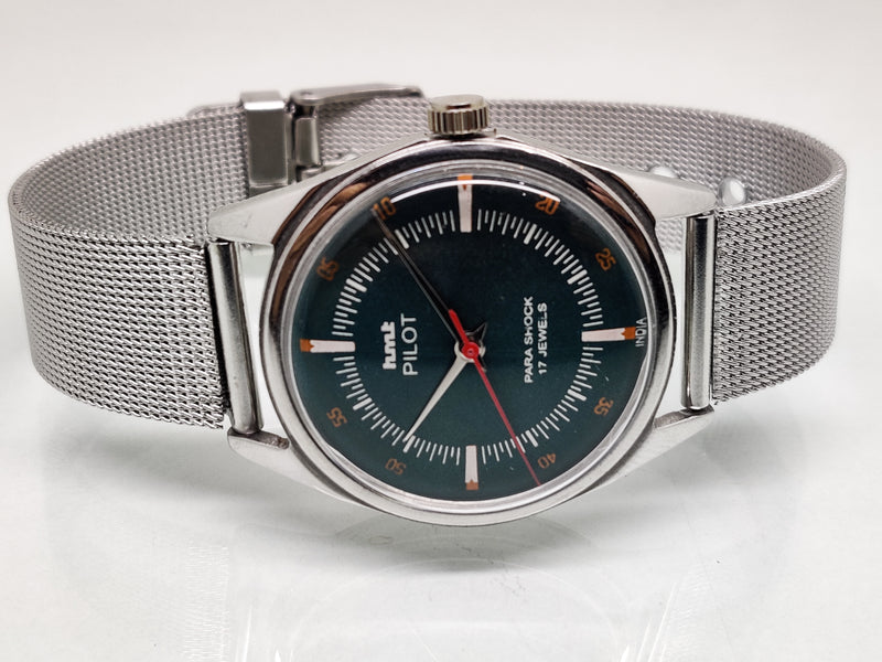 Hmt Pilot Mechanical Handwinding Movement stainless Steel Para Shock 17 Jewels Analog Dial Wrist Watch For Men