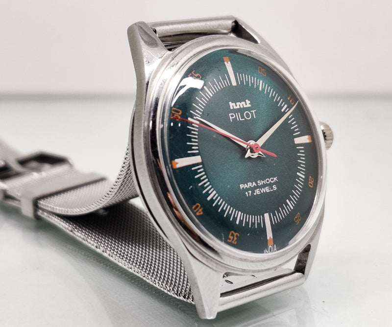 Hmt Pilot Mechanical Handwinding Movement stainless Steel Para Shock 17 Jewels Analog Dial Wrist Watch For Men