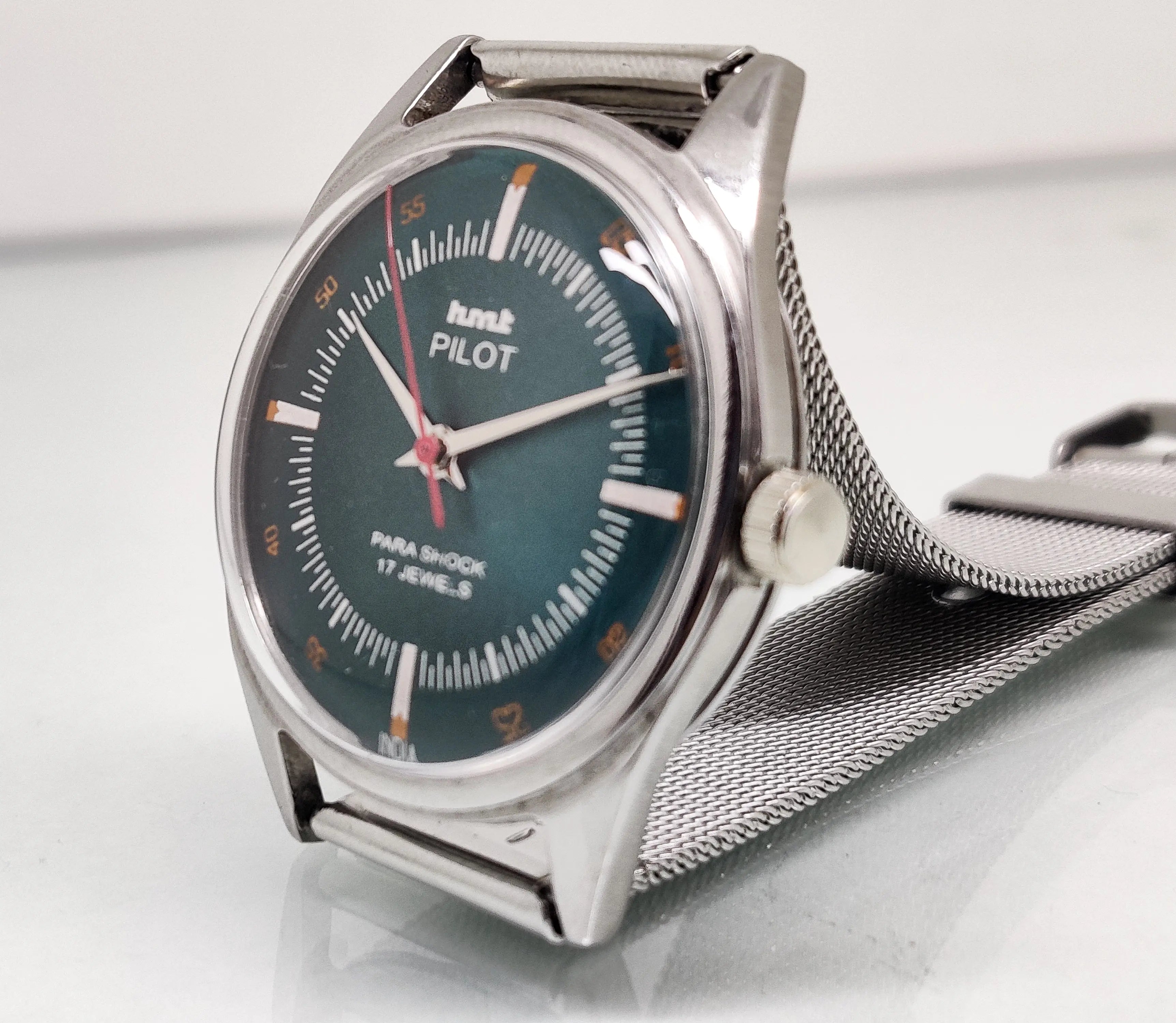 Hmt Pilot Mechanical Handwinding Movement stainless Steel Para Shock 17 Jewels Analog Dial Wrist Watch For Men National Watches