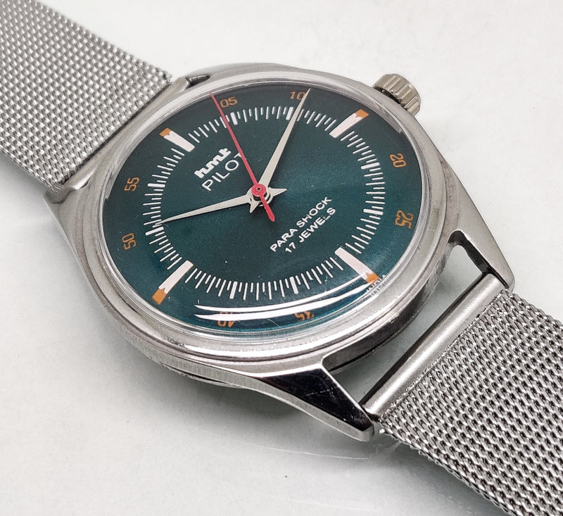 Hmt Pilot Mechanical Handwinding Movement stainless Steel Para Shock 17 Jewels Analog Dial Wrist Watch For Men