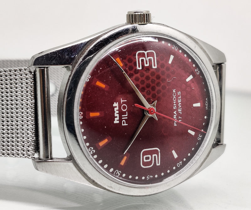 Hmt Pilot Mechanical Handwinding Movement stainless Steel Para Shock 17 Jewels Analog Dial Wrist Watch For Men