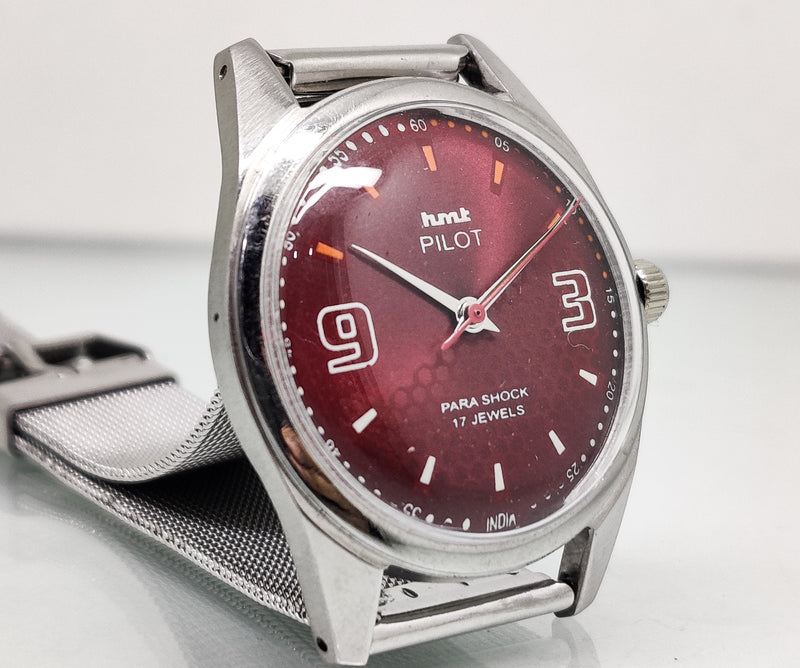 Hmt Pilot Mechanical Handwinding Movement stainless Steel Para Shock 17 Jewels Analog Dial Wrist Watch For Men