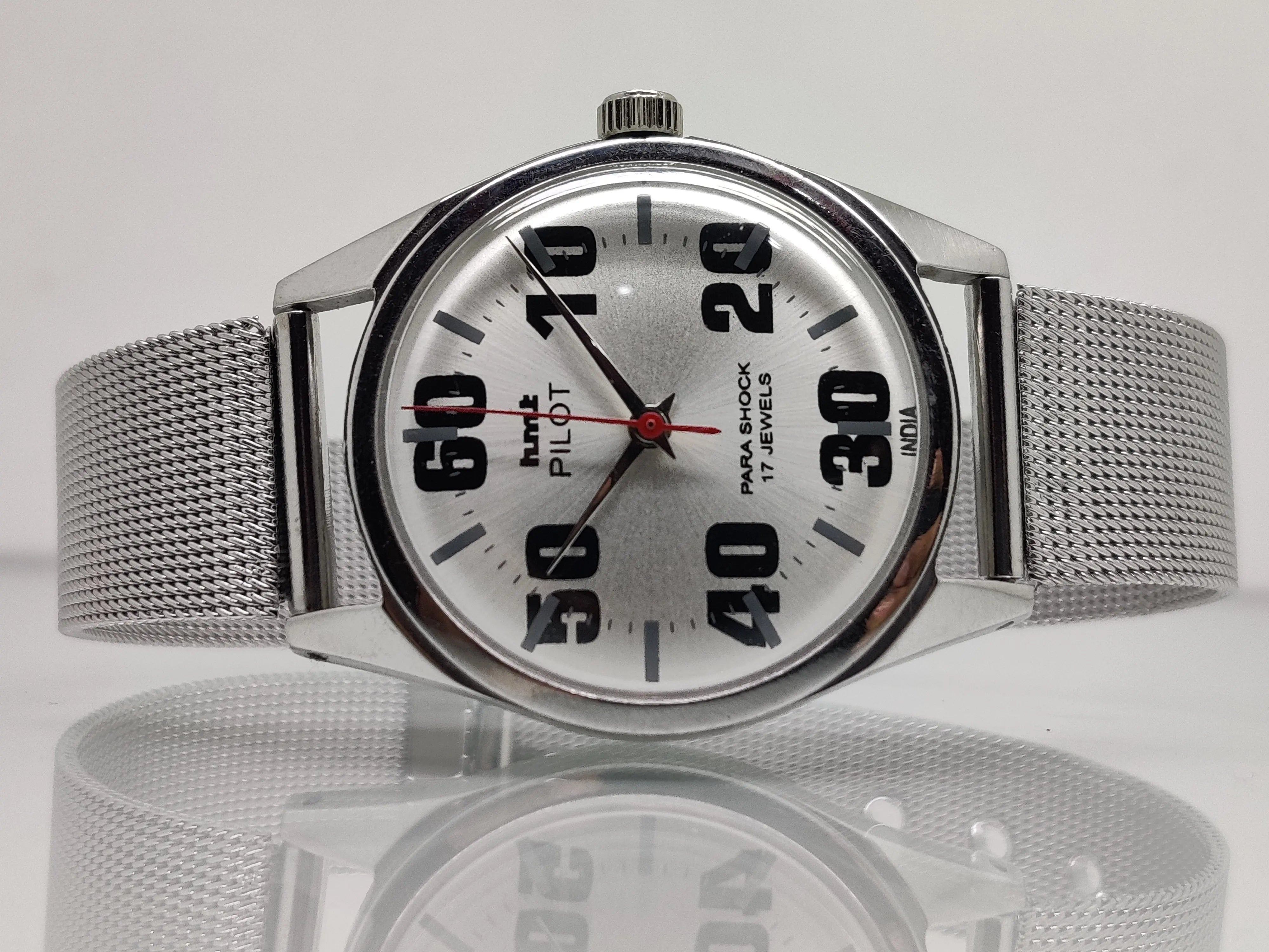 Hmt Pilot Mechanical Handwinding Movement stainless Steel Para Shock 17 Jewels Analog Dial Wrist Watch For Men National Watches