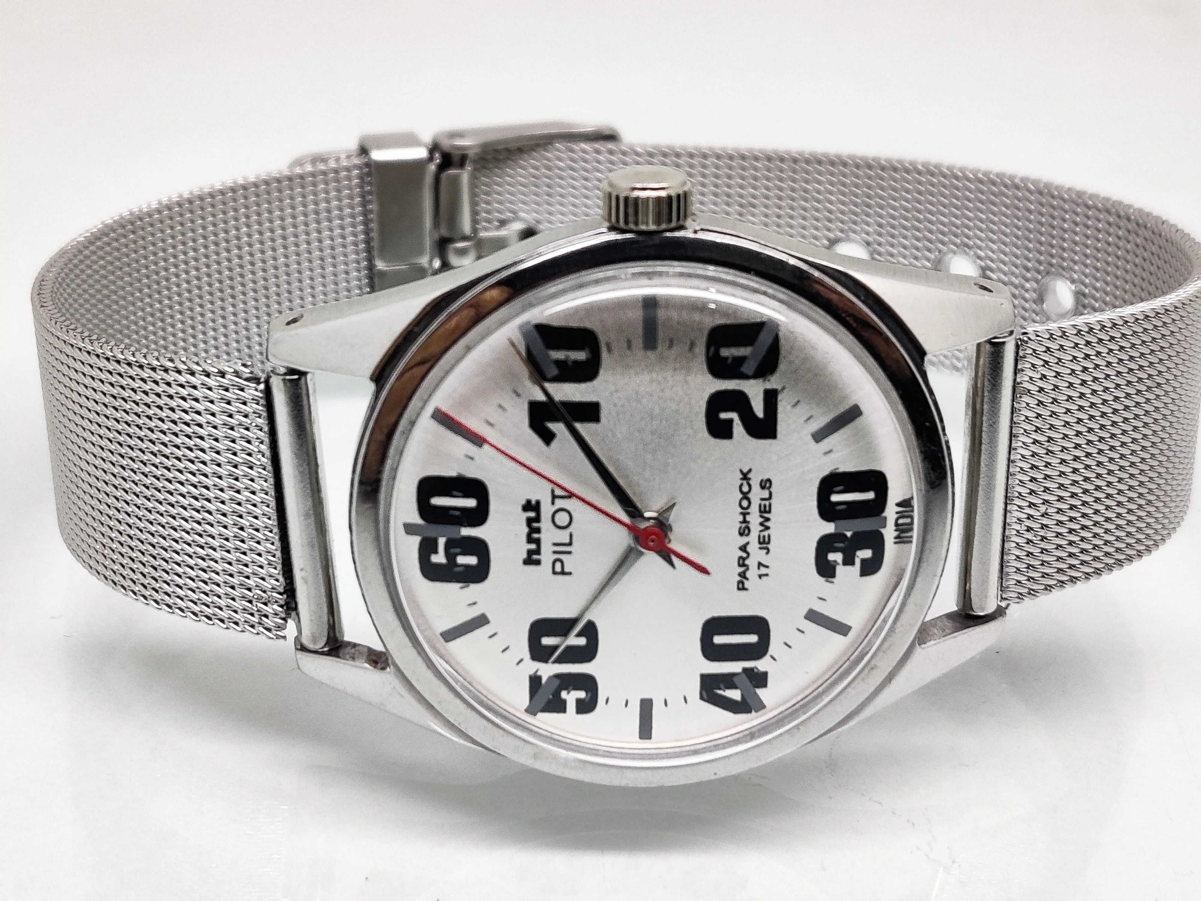 Hmt Pilot Mechanical Handwinding Movement stainless Steel Para Shock 17 Jewels Analog Dial Wrist Watch For Men National Watches