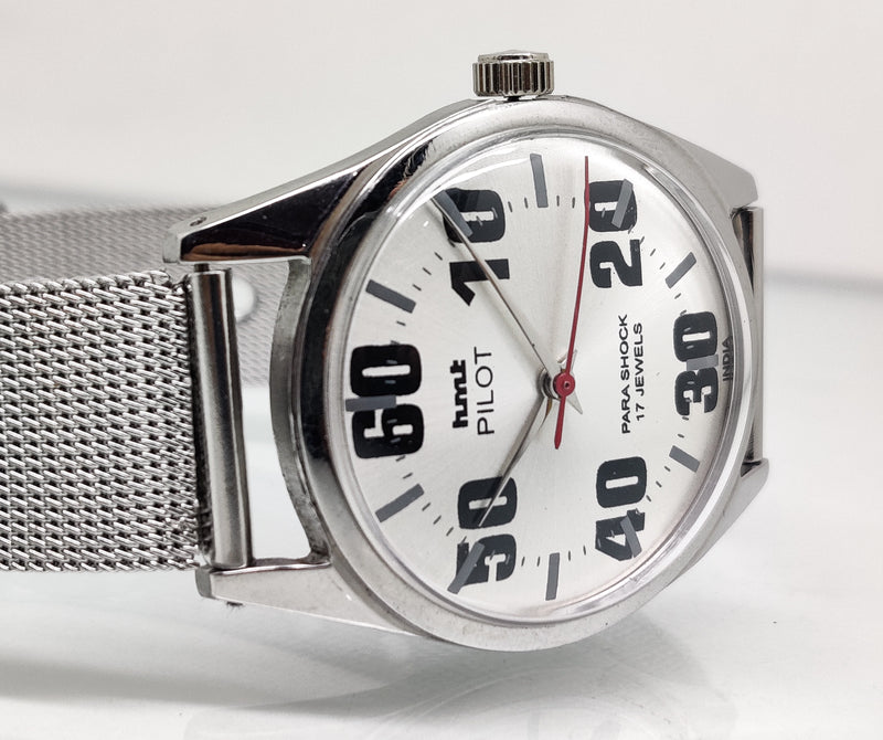 Hmt Pilot Mechanical Handwinding Movement stainless Steel Para Shock 17 Jewels Analog Dial Wrist Watch For Men