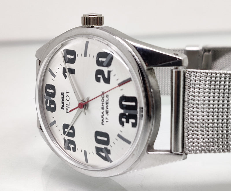 Hmt Pilot Mechanical Handwinding Movement stainless Steel Para Shock 17 Jewels Analog Dial Wrist Watch For Men