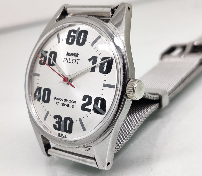 Hmt Pilot Mechanical Handwinding Movement stainless Steel Para Shock 17 Jewels Analog Dial Wrist Watch For Men
