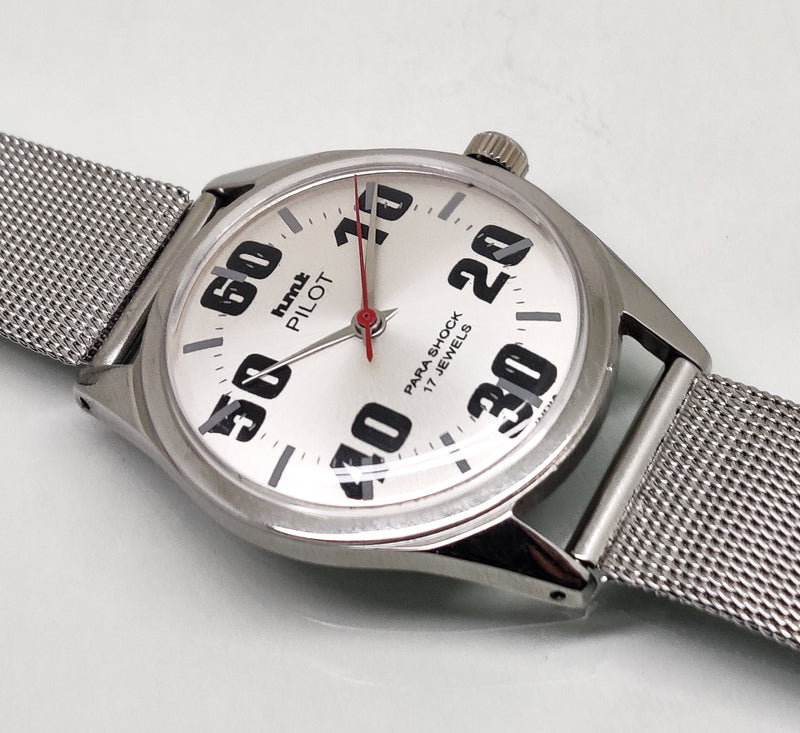 Hmt Pilot Mechanical Handwinding Movement stainless Steel Para Shock 17 Jewels Analog Dial Wrist Watch For Men