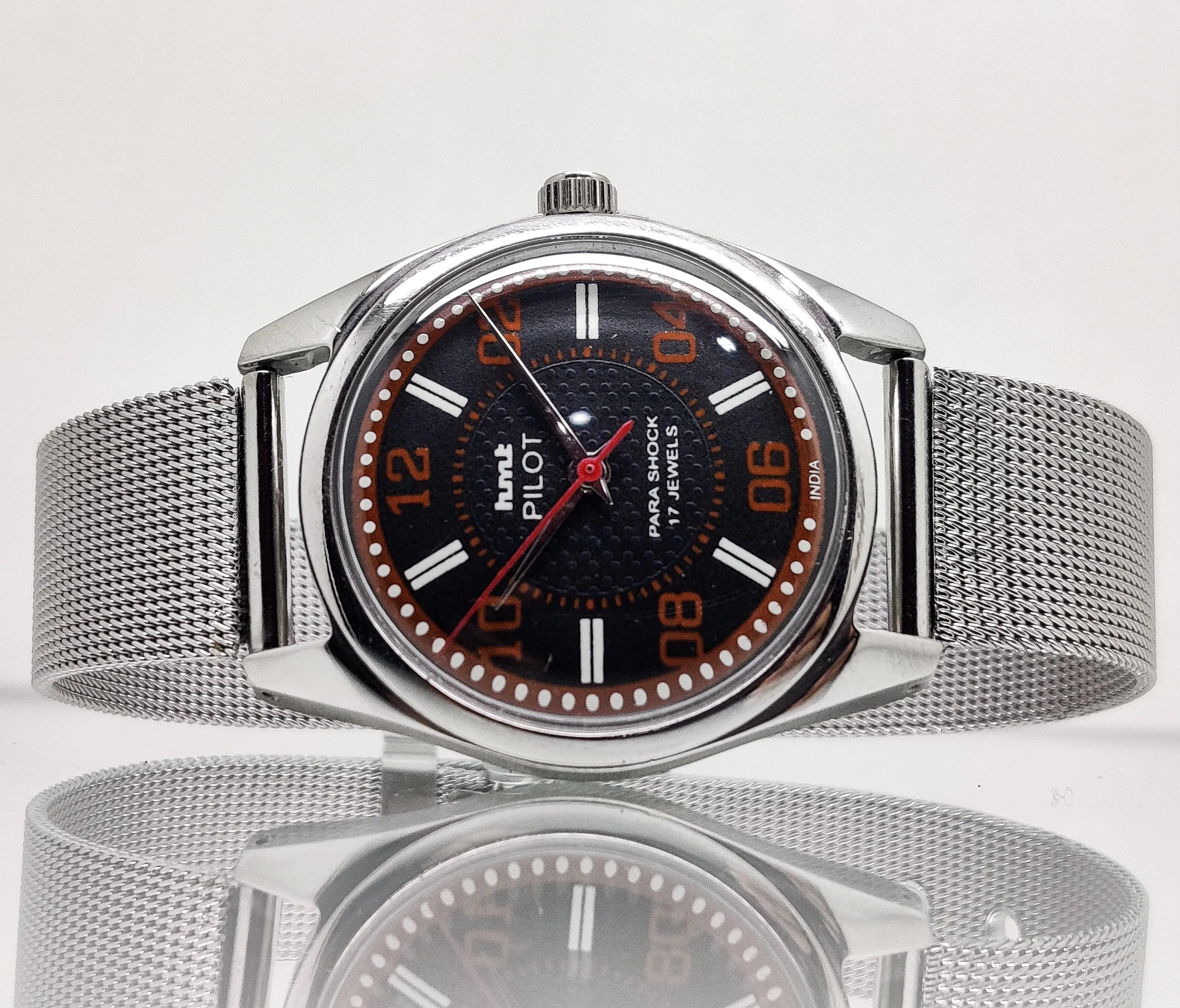 Hmt Pilot Mechanical Handwinding Movement stainless Steel Para Shock 17 Jewels Analog Dial Wrist Watch For Men National Watches