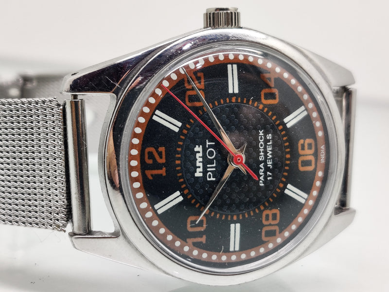 Hmt Pilot Mechanical Handwinding Movement stainless Steel Para Shock 17 Jewels Analog Dial Wrist Watch For Men