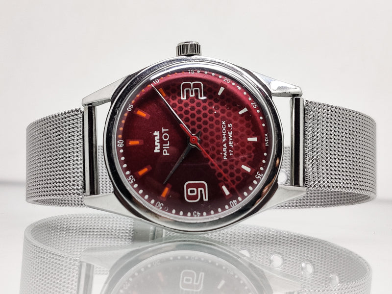 Hmt Pilot Mechanical Handwinding Movement stainless Steel Para Shock 17 Jewels Analog Dial Wrist Watch For Men