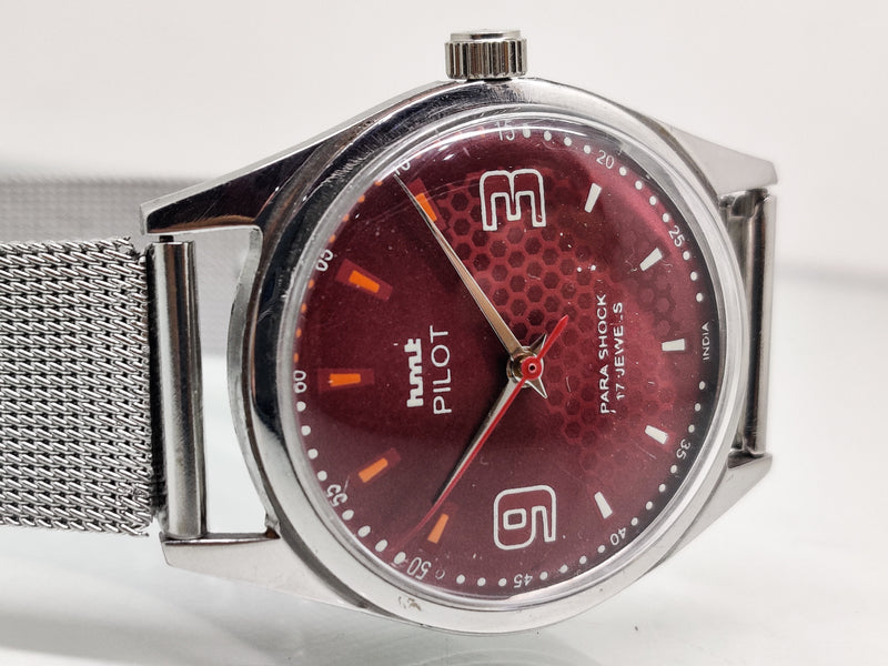 Hmt Pilot Mechanical Handwinding Movement stainless Steel Para Shock 17 Jewels Analog Dial Wrist Watch For Men
