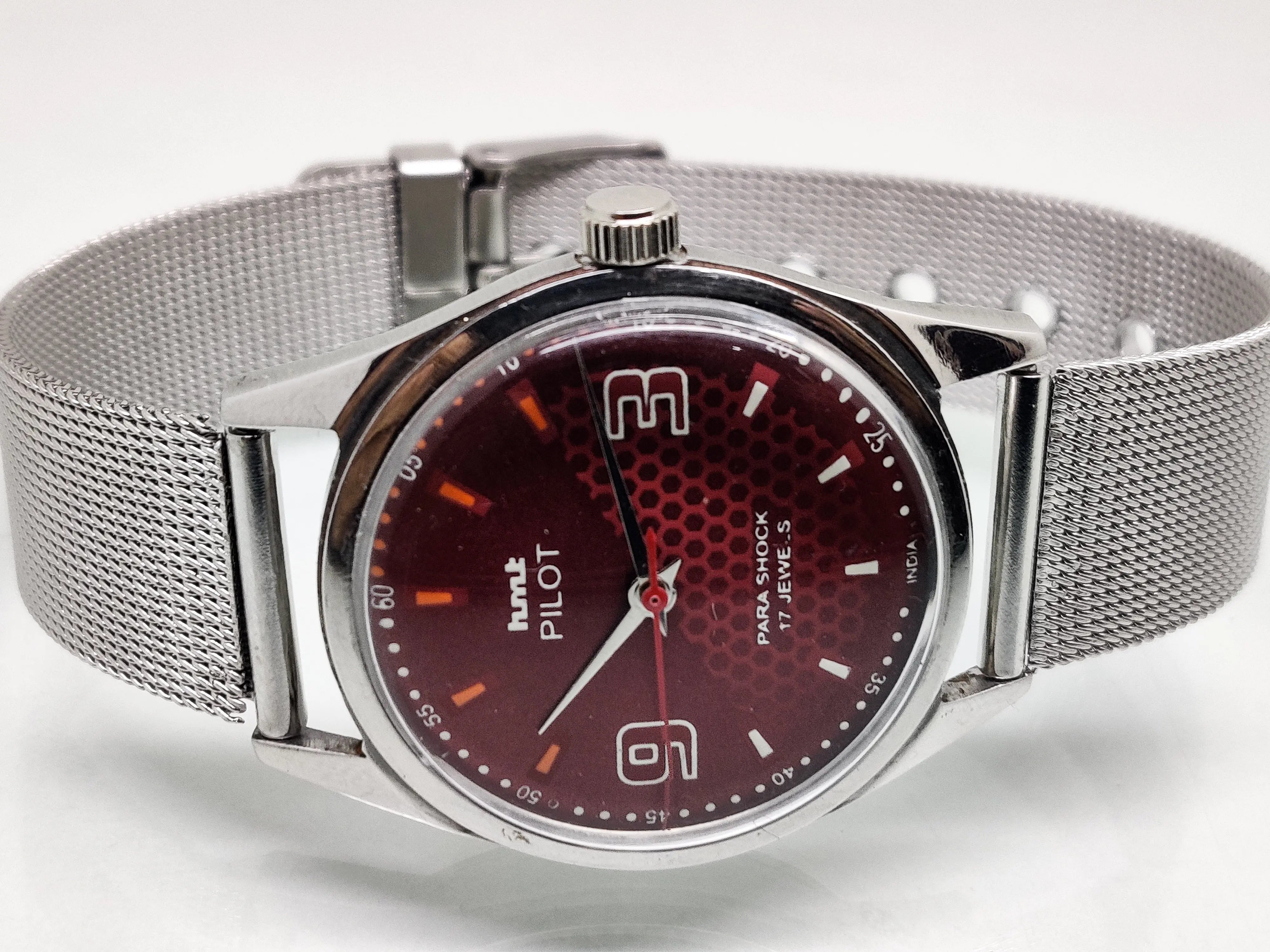 Hmt Pilot Mechanical Handwinding Movement stainless Steel Para Shock 17 Jewels Analog Dial Wrist Watch For Men National Watches