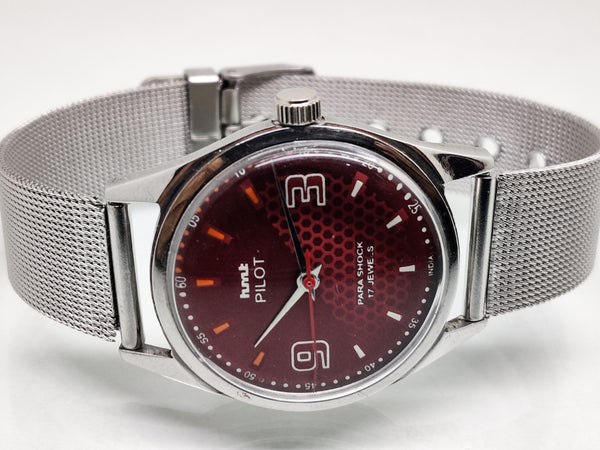Hmt Pilot Mechanical Handwinding Movement stainless Steel Para Shock 17 Jewels Analog Dial Wrist Watch For Men