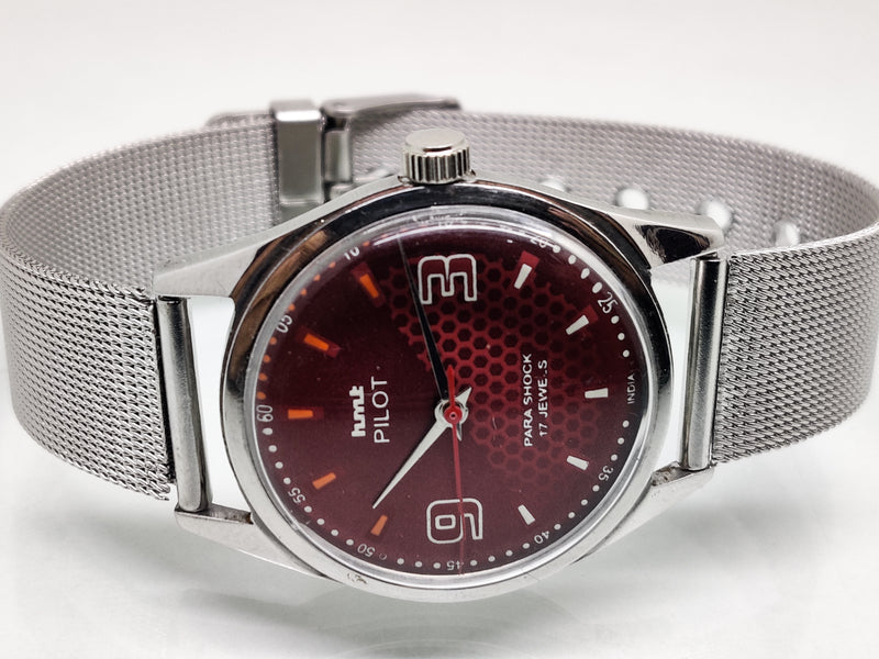 Hmt Pilot Mechanical Handwinding Movement stainless Steel Para Shock 17 Jewels Analog Dial Wrist Watch For Men