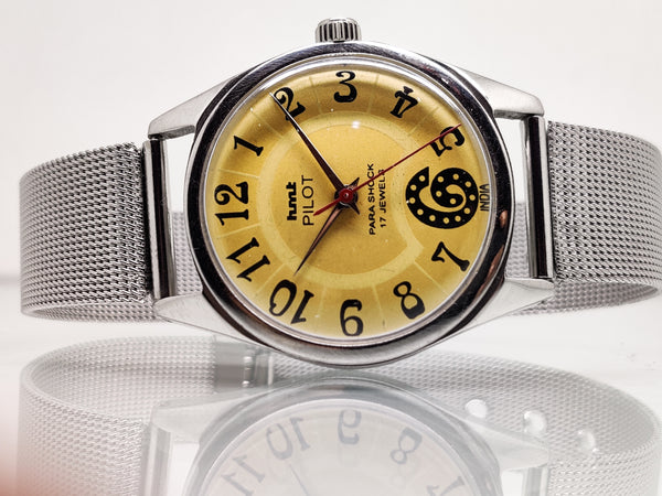 Hmt Pilot Mechanical Handwinding Movement stainless Steel Para Shock 17 Jewels Analog Dial Wrist Watch For Men
