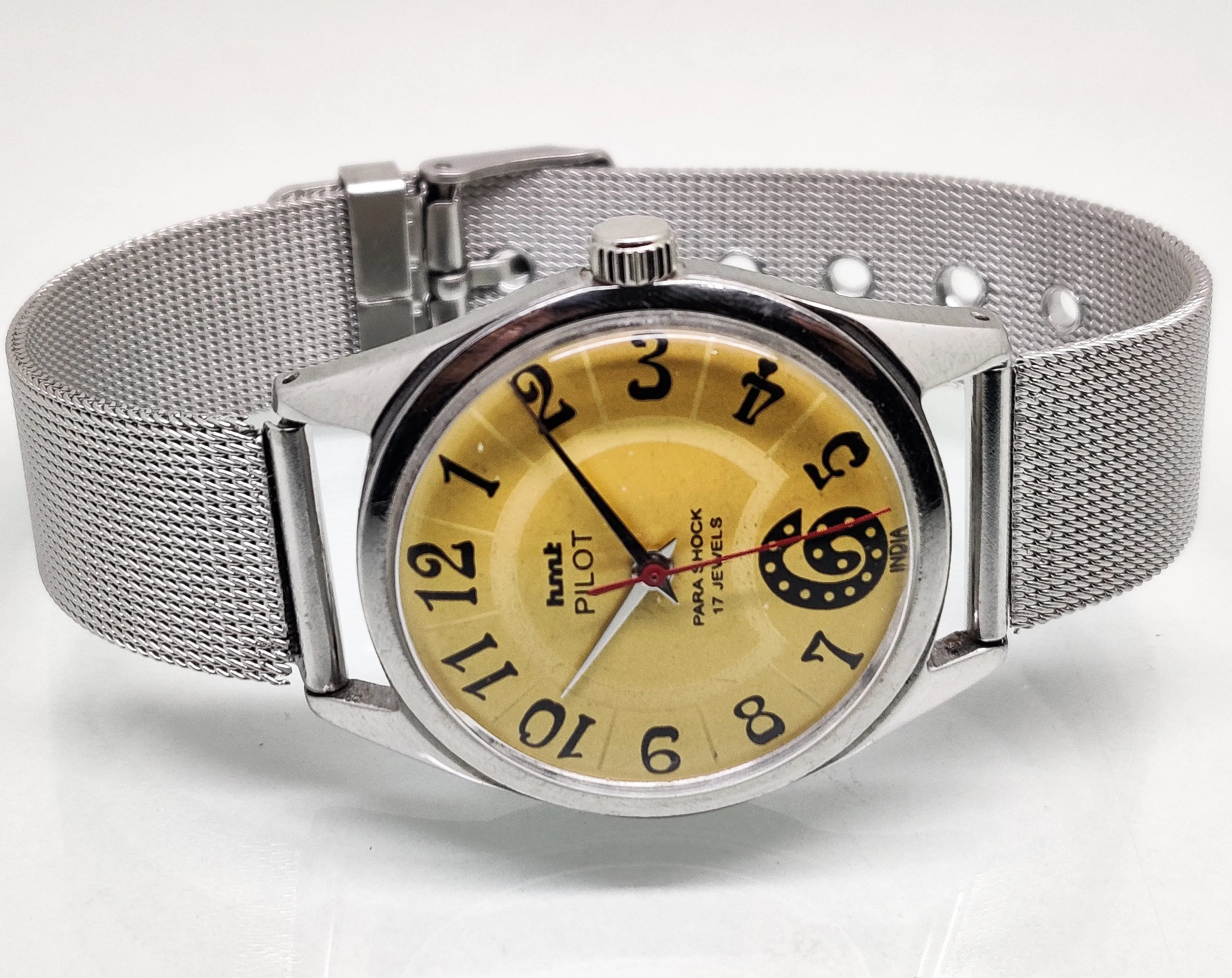 Hmt Pilot Mechanical Handwinding Movement stainless Steel Para Shock 17 Jewels Analog Dial Wrist Watch For Men National Watches
